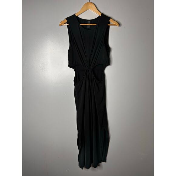 Beyond Yoga Maxi Around The World Front Twist Dress Women’s XL Black Cutout - Picture 6 of 14